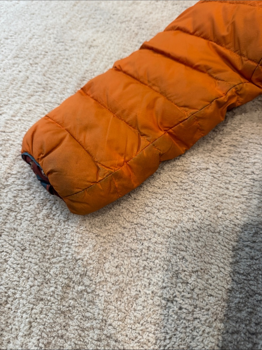 Patagonia Orange, Brown & Blue Hooded Puffer Jacket - Picture 5 of 10